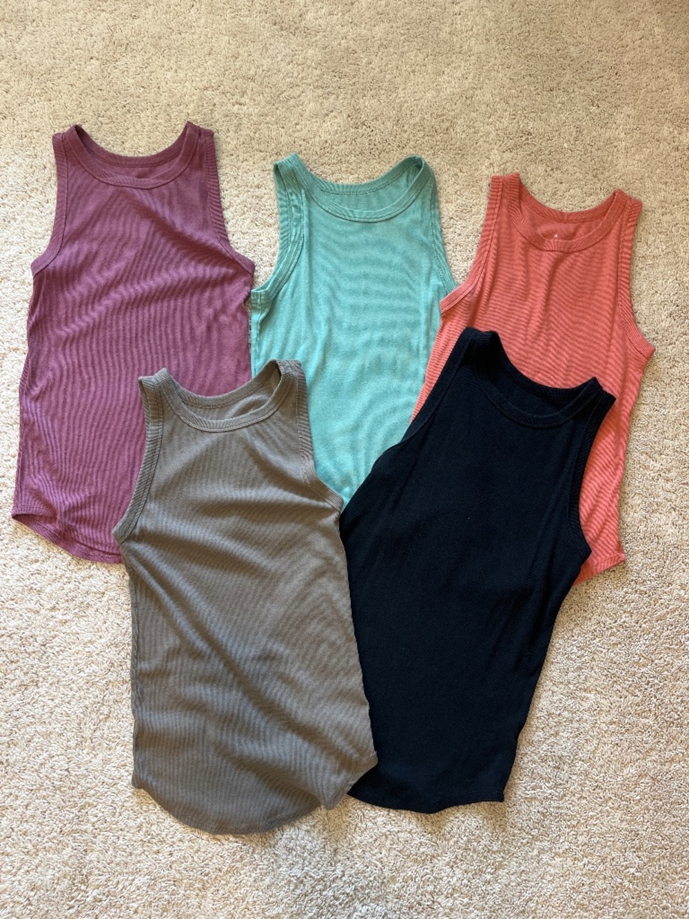 High neck ribbed tank tops bundle
